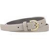 DUDU Cintura da Donna Sottile in Pelle Morbida, H 20mm, Made in Italy, Elegante, Regolabile Accorciabile Grigio sabbia