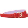 DUDU Cintura da Donna Sottile in Pelle Morbida, H 20mm, Made in Italy, Elegante, Regolabile Accorciabile Rosso
