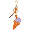 DUDU Portachiavi in Pelle con Cono Gelato, Portachiavi Uomo Donna, con Anello e Moschettone, Portachiavi Estivo Design Mango-berry
