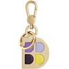 DUDU Portachiavi in Metallo a Forma di D con Inserti in Vera Pelle, Portachiavi Dorato con Moschettone e Anello, Portachiavi per Auto Casa Ufficio Deep purple