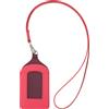 DUDU Porta Badge da Collo in Pelle, con Cordino Staccabile, Porta Pass formato Carta di Credito, Portabadge per Fiere Convegni Ufficio Lampone