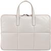 DUDU Borsa Porta PC Donna 14 Pollici con Tracolla in Pelle Trapuntata Imbottita, Porta Laptop Notebook MacBook fino a 14", Cartella Borsa Sleeve Elegante Perla