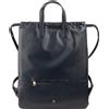 DUDU Zaino Donna a Sacca in Morbida Pelle, Zaino con Coulisse e Bottone Magnetico, Doppia Maniglia, Zaino Semplice Elegante Navy