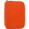 DUDU Portafoglio Uomo Piccolo Pelle Morbida con Zip, Portafoglio Mini Ultra Compatto con Cerniera, Porta Banconote, Porta Carte e Tessere Arancio