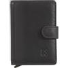DUDU Portafoglio Portacarte Uomo in Pelle Protezione RFID, Piccolo Miniwallet con Cardprotector in Alluminio, Porta Banconote e Chiusura a Bottone Nero