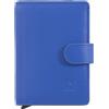 DUDU Portafoglio Portacarte Uomo in Pelle Protezione RFID, Piccolo Miniwallet con Cardprotector in Alluminio, Porta Banconote e Chiusura a Bottone Fiordaliso