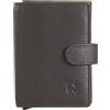 DUDU Portafoglio Portacarte Uomo in Pelle Protezione RFID, Piccolo Miniwallet con Cardprotector in Alluminio, Porta Banconote e Chiusura a Bottone Coffee brown