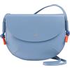 DUDU Borsa Donna a Tracolla con Patta in Vera Pelle, Piccola Borsetta a Spalla con Pattina a Bottone Magnetico, Borsa Blu pastello