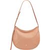 DUDU Borsa a Spalla Morbida Donna Media in Vera Pelle, Borsa Hobo con Spallina Regolabile, Borsetta a Tracolla con Cerniera Zip Rosa cipria