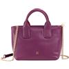 DUDU Borsa Donna Piccola a Tracolla in Vera Pelle, Borsa Mini Bag da Sera Elegante, 22 x 13 cm, Doppi Manici, Tracolla a Catena, Chiusura Zip Fucsia