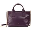 DUDU Borsa Donna Piccola a Tracolla in Vera Pelle, Borsa Mini Bag da Sera Elegante, 22 x 13 cm, Doppi Manici, Tracolla a Catena, Chiusura Zip Deep purple