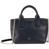 DUDU Borsa Donna Piccola a Tracolla in Vera Pelle, Borsa Mini Bag da Sera Elegante, 22 x 13 cm, Doppi Manici, Tracolla a Catena, Chiusura Zip Navy