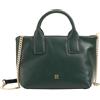 DUDU Borsa Donna Piccola a Tracolla in Vera Pelle, Borsa Mini Bag da Sera Elegante, 22 x 13 cm, Doppi Manici, Tracolla a Catena, Chiusura Zip Mangrove