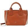 DUDU Borsa Donna Piccola a Tracolla in Vera Pelle, Borsa Mini Bag da Sera Elegante, 22 x 13 cm, Doppi Manici, Tracolla a Catena, Chiusura Zip Cannella
