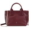 DUDU Borsa Donna Piccola a Tracolla in Vera Pelle, Borsa Mini Bag da Sera Elegante, 22 x 13 cm, Doppi Manici, Tracolla a Catena, Chiusura Zip Burgundy