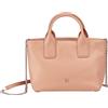DUDU Borsa Donna Piccola a Tracolla in Vera Pelle, Borsa Mini Bag da Sera Elegante, 22 x 13 cm, Doppi Manici, Tracolla a Catena, Chiusura Zip Rosa cipria