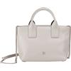 DUDU Borsa Donna Piccola a Tracolla in Vera Pelle, Borsa Mini Bag da Sera Elegante, 22 x 13 cm, Doppi Manici, Tracolla a Catena, Chiusura Zip Perla