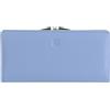 DUDU Portafoglio Donna Grande Vera Pelle con Protezione RFID, Porta Carte di Credito con Portamonete Borsellino Clic Clac, Portafogli Porta Banconote Colorato Blu pastello