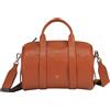 DUDU Borsa Donna a Cilindro in Vera Pelle, Borsa Morbida Cilindrica, Barrel Bag con Tracolla e Due Manici, Design Elegante Colorata Cannella