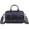 DUDU Borsa Donna a Cilindro in Vera Pelle, Borsa Morbida Cilindrica, Barrel Bag con Tracolla e Due Manici, Design Elegante Colorata Navy