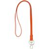 DUDU Cordino Laccio da Collo con Anello e Moschettone Metal in Vera Pelle, Laccetto per Chiavi, Porta Badge, Auto, Portachiavi Arancio
