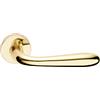 Forme Maniglie con rosetta rotonda per porte interne, Finitura Ottone lucido verniciato, Modello Goccia
