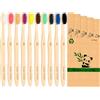 Virgin forest Spazzolino Bamboo, 100% Senza BPA Vegan Spazzolini Bamboo di Riutilizzabili e Biodegradabile, con Setole di Carbone Morbide e Disegno Individuale, Confezione Biodegradabile Sostenibile-10 Colori