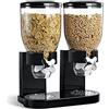 BAKAJI Dispenser Storage Dosatore Distributore Erogatore Cereali Pasta Caramelle Dolci Frutta Secca con Rotella Doppio Contenitore da 8 lt e Dosatore Interno (Nero)