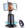 jiangler Treppiede automatico per il monitoraggio del viso con supporto per smartphone girevole a 360° con controllo remoto e gestione, supporto di ripresa ricaricabile per registrazione video in diretta