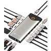NOVOO Docking Station USB C, 15 in 1 Hub C con Adattatore HDMI Dual 4K@60Hz, Porte C/A, 100W PD, RJ45, SD/TF e Audio, Multiport Hub USB C per MacBook/iPad/iPhone/Dell/HP/Lenovo