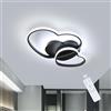 Riserva Plafoniera LED Soffitto Dimmerabile, 48W Moderna Plafoniera LED con Telecomando, Creativa Forma di Cuore Lampada da Soffitto per Soggiorno, Camera da letto, Sala da Pranzo, Nero