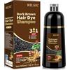 RILSIC Shampoo Colorante Donna Uomo, 500ML Shampoo Colorante Bianchi (Marrone Scuro)