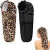 Abeillo Cuffia da doccia grande per trecce, extra lunga, da donna, per capelli lunghi e locs, 2 pezzi (nero, leopardo)