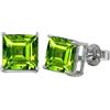 CELCIA JEWELRY Solid 925 Sterling Silver Stud Earrings for Women, Square Gemstone Unique Handcrafted Prong Setting Designer Earrings ('Peridot)