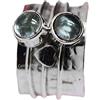 CELCIA JEWELRY Anello con doppio cuore in acquamarina, martellato, girevole, per meditazione, regalo per amore (taglia USA 4)