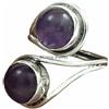 CELCIA JEWELRY Natural Amethyst Adjustable Ring, Solid 925 Sterling Silver Ring, Two Stone Ring, Special Design Jewelry for Women, February Birthstone Ring, Stackable Ring, Purple Stone Round Ring
