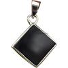 CELCIA JEWELRY Solid 925 Sterling Silver Pendant for Men Women, Genuine Black Onyx Flat Square Gemstone Unique Handcrafted Pendant for Her Him