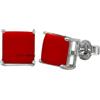 CELCIA JEWELRY Solid 925 Sterling Silver Stud Earrings for Women, Square Gemstone Unique Handcrafted Prong Setting Designer Earrings ('Coral)