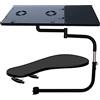 Queeucaer Morsetto per sedia, supporto per tastiera e bracciolo, tastiera con tappetino per mouse, ventilatore per laptop USB, supporto in acciaio inox, ABS, nero