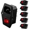 VISSQH 5 pezzi IEC 320 C14 adattatore per montaggio,dispositivi a freddo Spina, 3 Pin Modulo di ingresso Connettore Fusibile Presa di corrente maschio con interruttore CA 250 V 10 A Luce rossa