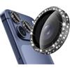 CloudValley All Bling Pellicola Protezione Fotocamera per iPhone 14/15/16/17 Pro e Pro Max (Modelli 2022-2025), 9H Vetro Temperato Ultra HD, Metallo Scintillante Antiurto, Nero Glitterato