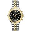 Versace - Orologio Da Polso Da Uomo Al Quarzo Moda Bracciale E Cassa In Acciaio Inox Di Colore Grigio Quadrante Analogico Nero - VEV602223