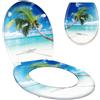FIVMEN Sedile WC ovale con abbassamento automatico, in Duroplast ABS antibatterico, rimovibile, antibatterico, per la maggior parte dei WC (goccioline)
