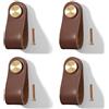 Yuaaoh Pomelli per Mobili in Pelle 4 Pezzi Pomelli Cuoio per Cassetti Maniglia per Armadio in Cuoio Maniglie per Mobili da Cucina Cuoio Maniglie con Viti, Foro Singolo (Marrone)