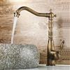HauTour Rubinetto in ottone anticato, per bagno, miscelatore monocomando per lavabo, per bagno, stile vintage, altezza 23 cm
