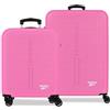 Reebok Boston Rosa Set di Bagagli 46x65x25 cm Rigido ABS Lucchetto a Combinazione Integrato 93L 6.6 kg 4 Doppie Ruote Bagaglio a Mano di Joumma Bags