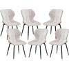 GrandCA HOME Set di 6 Sedie da Pranzo Imbottite in Lino con Schienale e Gambe in Metallo Nero, Sedia da Soggiorno per Cucina, Sala da Pranzo, Camera da Letto - Beige