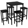 yelloo - Set tavolo Alto e spazioso con 4 sgabelli bar per Cucina, tavolo da cucina, adatto da interno o esterno solo sotto gazebo tenda terrazza (LONDON 66x66 cm Nero)