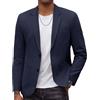 COOFANDY - Blazer da uomo, lavaggio smart, vestibilità regolare, in cotone, cappotto sportivo, giacca da abito casual, Blu navy, 3XL