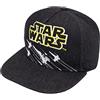 Disney Classic Star Wars X-Wing Starfighter Embroidered Logo Outline Youth Flatbill Baseball Cap Hat, Black & Yellow